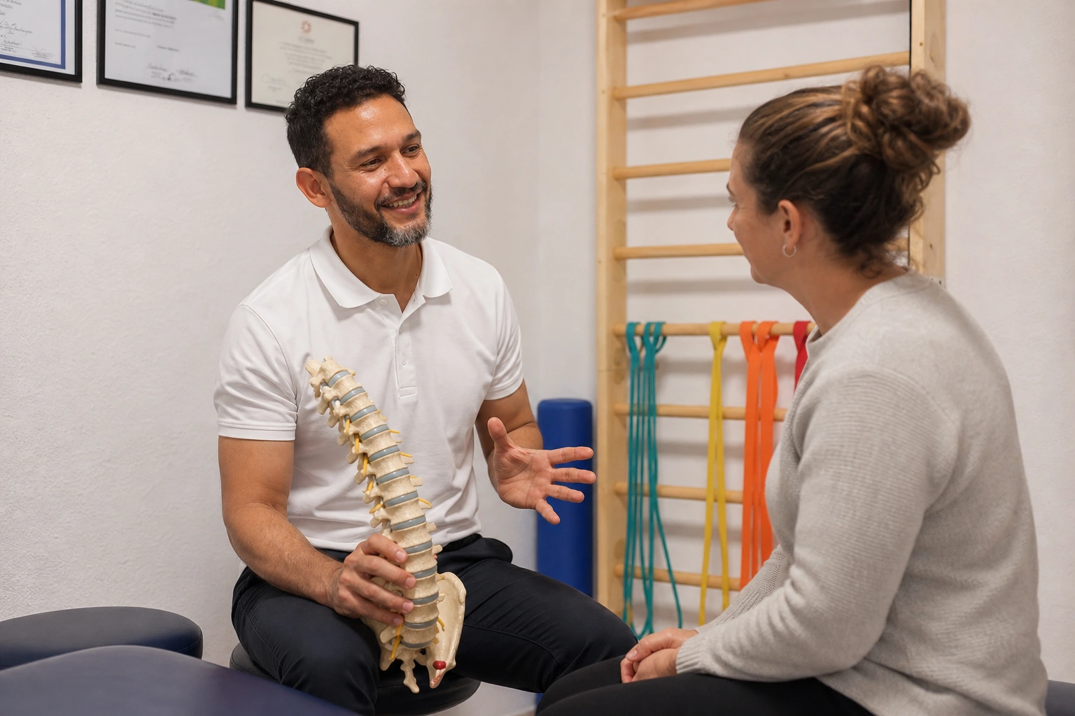 Explicación del dolor de espalda con un modelo de columna vertebral